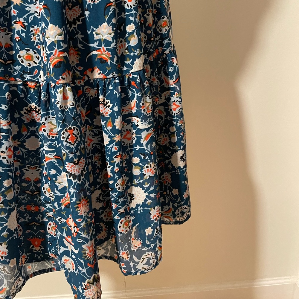 Vera Wang Dress Floral Princess Large Teal - Picture 6 of 13